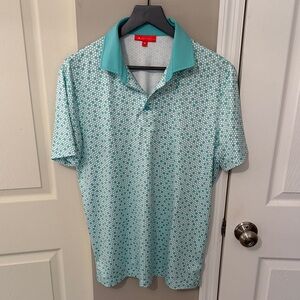 Redvanly Men's Aqua Pattern Polo Shirt